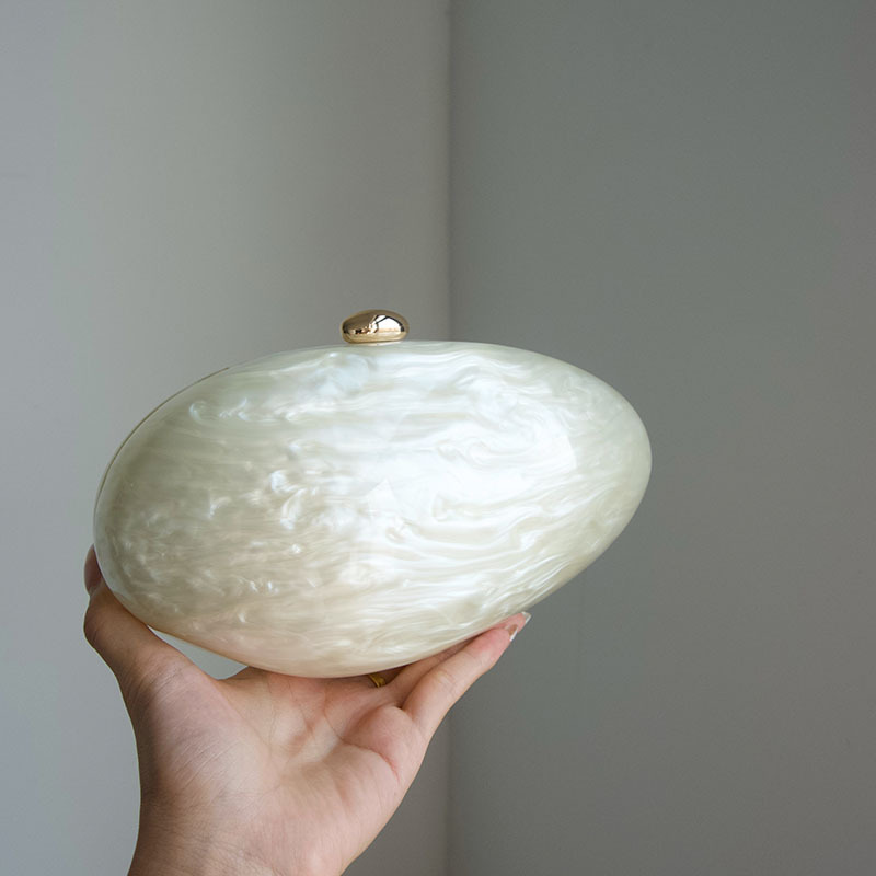 Oval Marble Beige Shell Acryli - Luxury Bags Cute 评论和价格