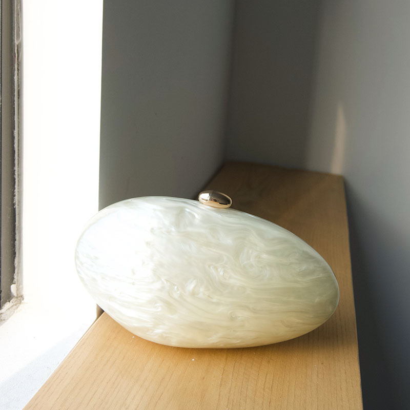 Oval Marble Beige Shell Acryli - Luxury Bags Cute 评论和价格