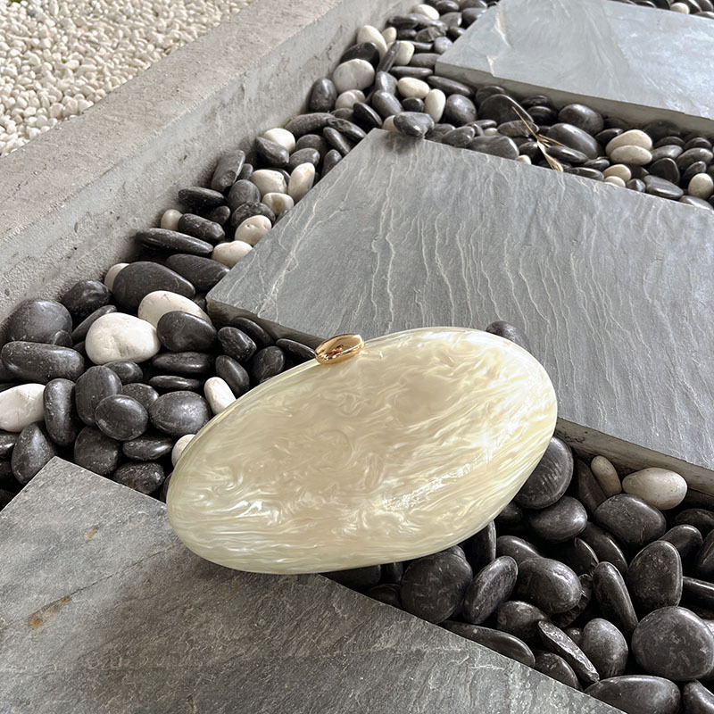 Oval Marble Beige Shell Acryli - Luxury Bags Cute 评论和价格